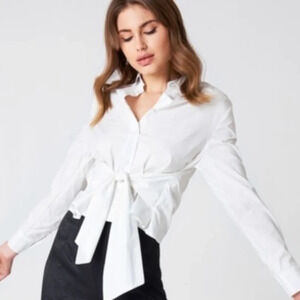 Coldwater Creek Tie Waist White Shirt Xs